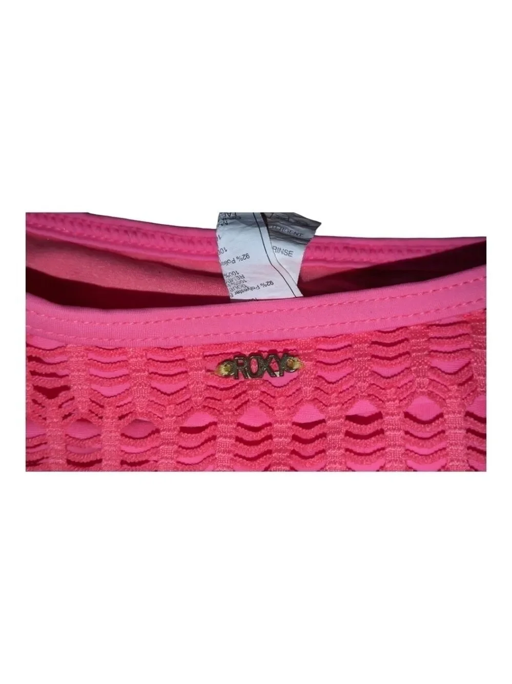 Roxy Swim Hot Pink Flounce Top 2 Piece Bikini Size Large
